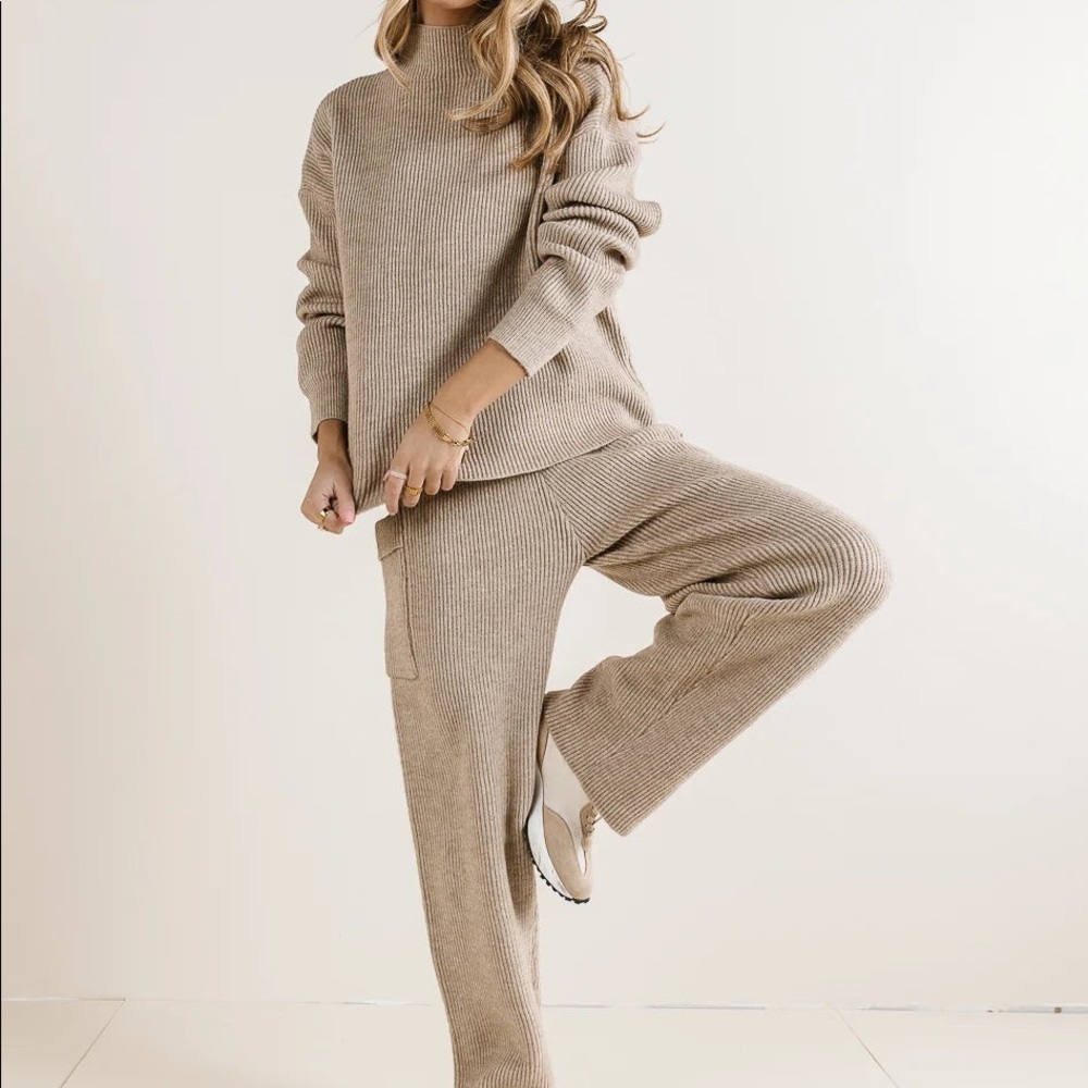 Böhme Jaya Sand, woven and ribbed Turtle Neck and Sweats, XS - NEW WITH TAGS